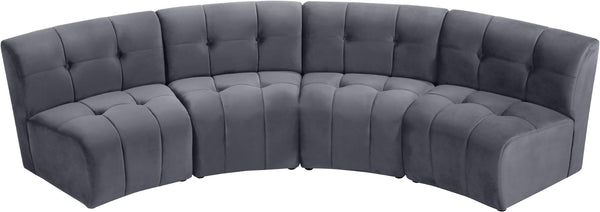 Limitless Velvet / Engineered Wood / Foam Contemporary Grey Velvet 4pc. Modular Sectional - 123" W x 45" D x 31" H