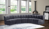 Limitless Velvet / Engineered Wood / Foam Contemporary Grey Velvet 5pc. Modular Sectional - 145" W x 55" D x 31" H