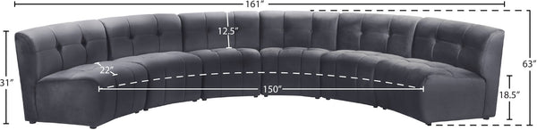 Limitless Velvet / Engineered Wood / Foam Contemporary Grey Velvet 6pc. Modular Sectional - 161" W x 63" D x 31" H
