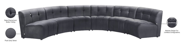 Limitless Velvet / Engineered Wood / Foam Contemporary Grey Velvet 6pc. Modular Sectional - 161" W x 63" D x 31" H