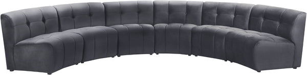 Limitless Velvet / Engineered Wood / Foam Contemporary Grey Velvet 6pc. Modular Sectional - 161" W x 63" D x 31" H