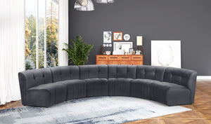 Limitless Velvet / Engineered Wood / Foam Contemporary Grey Velvet 6pc. Modular Sectional - 161" W x 63" D x 31" H