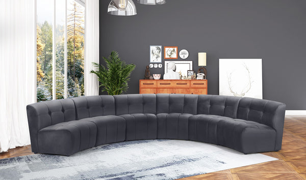 Limitless Velvet / Engineered Wood / Foam Contemporary Grey Velvet 6pc. Modular Sectional - 161" W x 63" D x 31" H