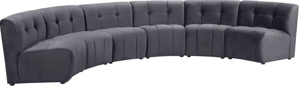 Limitless Velvet / Engineered Wood / Foam Contemporary Grey Velvet 6pc. Modular Sectional - 161" W x 63" D x 31" H