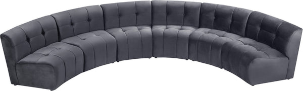 Limitless Velvet / Engineered Wood / Foam Contemporary Grey Velvet 6pc. Modular Sectional - 161" W x 63" D x 31" H