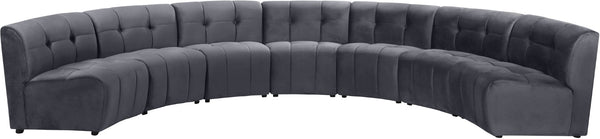 Limitless Velvet / Engineered Wood / Foam Contemporary Grey Velvet 7pc. Modular Sectional - 170" W x 76" D x 31" H