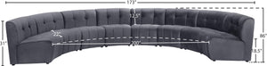 Limitless Velvet / Engineered Wood / Foam Contemporary Grey Velvet 8pc. Modular Sectional - 173" W x 86" D x 31" H
