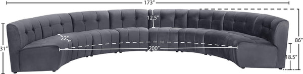 Limitless Velvet / Engineered Wood / Foam Contemporary Grey Velvet 8pc. Modular Sectional - 173" W x 86" D x 31" H