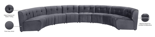 Limitless Velvet / Engineered Wood / Foam Contemporary Grey Velvet 8pc. Modular Sectional - 173" W x 86" D x 31" H