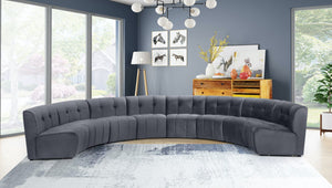 Limitless Velvet / Engineered Wood / Foam Contemporary Grey Velvet 8pc. Modular Sectional - 173" W x 86" D x 31" H