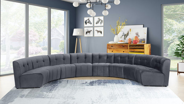 Limitless Velvet / Engineered Wood / Foam Contemporary Grey Velvet 8pc. Modular Sectional - 173" W x 86" D x 31" H
