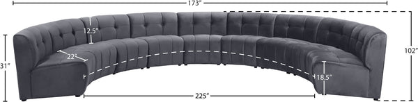 Limitless Velvet / Engineered Wood / Foam Contemporary Grey Velvet 9pc. Modular Sectional - 173" W x 102" D x 31" H