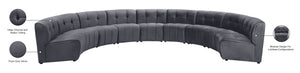 Limitless Velvet / Engineered Wood / Foam Contemporary Grey Velvet 9pc. Modular Sectional - 173" W x 102" D x 31" H