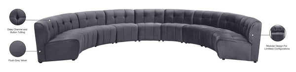 Limitless Velvet / Engineered Wood / Foam Contemporary Grey Velvet 9pc. Modular Sectional - 173" W x 102" D x 31" H