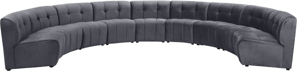 Limitless Velvet / Engineered Wood / Foam Contemporary Grey Velvet 9pc. Modular Sectional - 173" W x 102" D x 31" H
