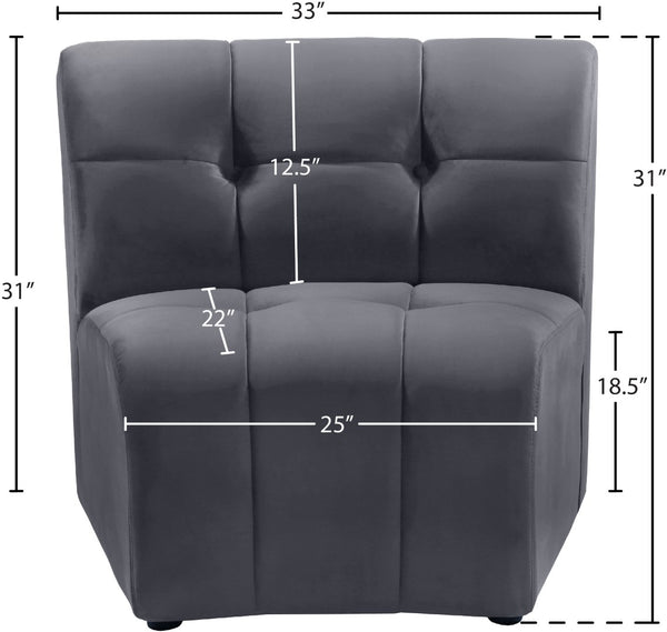 Limitless Velvet / Engineered Wood / Foam Contemporary Grey Velvet Modular Chair - 33" W x 31" D x 31" H