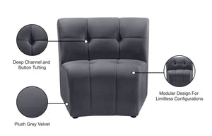 Limitless Velvet / Engineered Wood / Foam Contemporary Grey Velvet Modular Chair - 33" W x 31" D x 31" H