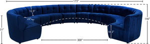 Limitless Velvet / Engineered Wood / Foam Contemporary Navy Velvet 12pc. Modular Sectional - 173" W x 146" D x 31" H