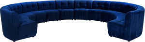 Limitless Velvet / Engineered Wood / Foam Contemporary Navy Velvet 12pc. Modular Sectional - 173" W x 146" D x 31" H