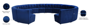 Limitless Velvet / Engineered Wood / Foam Contemporary Navy Velvet 14pc. Modular Sectional - 173" W x 167" D x 31" H