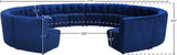 Limitless Velvet / Engineered Wood / Foam Contemporary Navy Velvet 14pc. Modular Sectional - 173" W x 167" D x 31" H