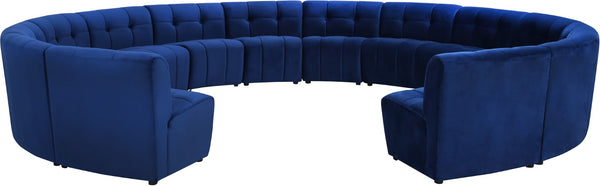 Limitless Velvet / Engineered Wood / Foam Contemporary Navy Velvet 14pc. Modular Sectional - 173" W x 167" D x 31" H