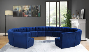 Limitless Velvet / Engineered Wood / Foam Contemporary Navy Velvet 14pc. Modular Sectional - 173" W x 167" D x 31" H