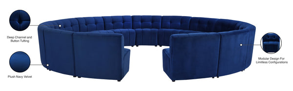 Limitless Velvet / Engineered Wood / Foam Contemporary Navy Velvet 15pc. Modular Sectional - 173" W x 173" D x 31" H
