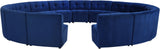 Limitless Velvet / Engineered Wood / Foam Contemporary Navy Velvet 15pc. Modular Sectional - 173" W x 173" D x 31" H