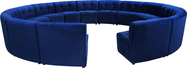 Limitless Velvet / Engineered Wood / Foam Contemporary Navy Velvet 15pc. Modular Sectional - 173" W x 173" D x 31" H