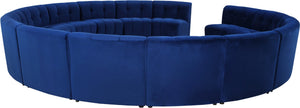 Limitless Velvet / Engineered Wood / Foam Contemporary Navy Velvet 15pc. Modular Sectional - 173" W x 173" D x 31" H