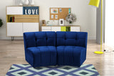 Limitless Velvet / Engineered Wood / Foam Contemporary Navy Velvet 2pc. Modular Sectional - 66" W x 34" D x 31" H