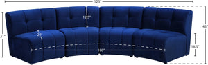 Limitless Velvet / Engineered Wood / Foam Contemporary Navy Velvet 4pc. Modular Sectional - 123" W x 45" D x 31" H