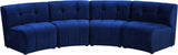 Limitless Velvet / Engineered Wood / Foam Contemporary Navy Velvet 4pc. Modular Sectional - 123" W x 45" D x 31" H