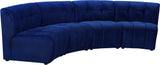 Limitless Velvet / Engineered Wood / Foam Contemporary Navy Velvet 4pc. Modular Sectional - 123" W x 45" D x 31" H