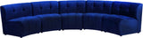 Limitless Velvet / Engineered Wood / Foam Contemporary Navy Velvet 5pc. Modular Sectional - 145" W x 55" D x 31" H