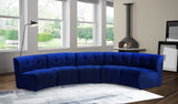 Limitless Velvet / Engineered Wood / Foam Contemporary Navy Velvet 5pc. Modular Sectional - 145" W x 55" D x 31" H