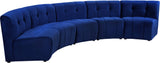 Limitless Velvet / Engineered Wood / Foam Contemporary Navy Velvet 5pc. Modular Sectional - 145" W x 55" D x 31" H