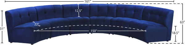 Limitless Velvet / Engineered Wood / Foam Contemporary Navy Velvet 6pc. Modular Sectional - 161" W x 63" D x 31" H