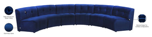 Limitless Velvet / Engineered Wood / Foam Contemporary Navy Velvet 6pc. Modular Sectional - 161" W x 63" D x 31" H