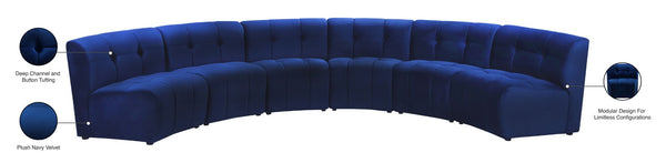 Limitless Velvet / Engineered Wood / Foam Contemporary Navy Velvet 6pc. Modular Sectional - 161" W x 63" D x 31" H