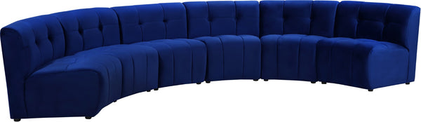 Limitless Velvet / Engineered Wood / Foam Contemporary Navy Velvet 6pc. Modular Sectional - 161" W x 63" D x 31" H