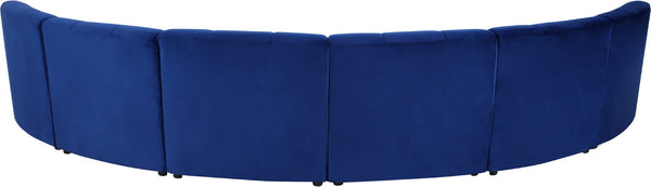 Limitless Velvet / Engineered Wood / Foam Contemporary Navy Velvet 6pc. Modular Sectional - 161" W x 63" D x 31" H