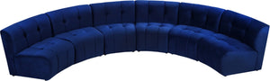 Limitless Velvet / Engineered Wood / Foam Contemporary Navy Velvet 6pc. Modular Sectional - 161" W x 63" D x 31" H