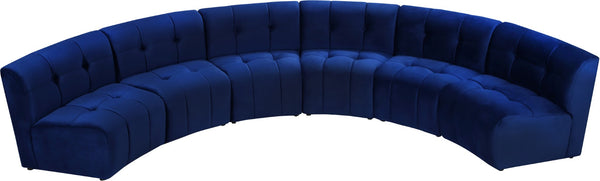 Limitless Velvet / Engineered Wood / Foam Contemporary Navy Velvet 6pc. Modular Sectional - 161" W x 63" D x 31" H