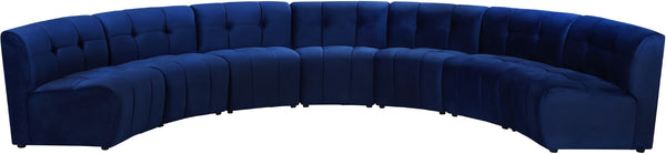 Limitless Velvet / Engineered Wood / Foam Contemporary Navy Velvet 7pc. Modular Sectional - 170" W x 76" D x 31" H