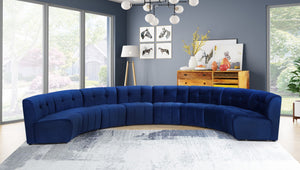 Limitless Velvet / Engineered Wood / Foam Contemporary Navy Velvet 8pc. Modular Sectional - 173" W x 86" D x 31" H