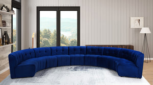 Limitless Velvet / Engineered Wood / Foam Contemporary Navy Velvet 9pc. Modular Sectional - 173" W x 102" D x 31" H