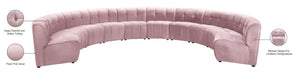 Limitless Velvet / Engineered Wood / Foam Contemporary Pink Velvet 10pc. Modular Sectional - 173" W x 118" D x 31" H