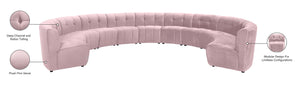 Limitless Velvet / Engineered Wood / Foam Contemporary Pink Velvet 11pc. Modular Sectional - 173" W x 135" D x 31" H